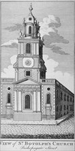 West view of the Church of St Botolph without Bishopsgate, City of London, 1750. Artist: Anon