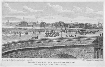 Blackfriars Bridge, London, 1809. Artist: R Roffe