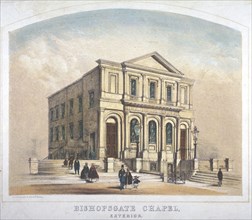 View of Bishopsgate Congregational Chapel, Bishopsgate, City of London, 1855. Artist: Anon