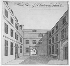 West view of courtyard in Blackwell Hall, City of London, 1750. Artist: Anon