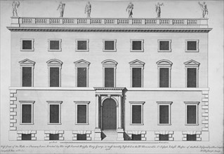 Elevation of the west front of the Rolls Office, Chancery Lane, City of London, 1718. Artist: Hendrick Hulsbergh