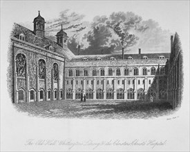 The Old Hall, Whittington's Library and the cloisters, Christ's Hospital, City of London, 1825. Artist: Henry Shaw