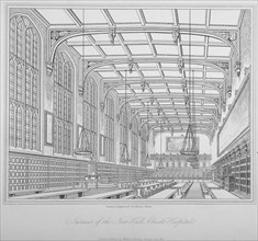 Interior view of the hall, Christ's Hospital, City of London, 1833. Artist: Henry Shaw