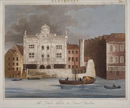 The Duke's Theatre, Dorset Gardens, from the River Thames, City of London, 1825. Artist: R Page