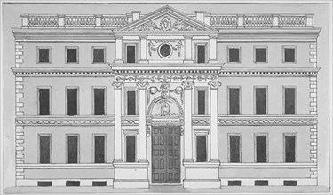 Front elevation of the Drapers' Hall, Throgmorton Street, City of London, 1850. Artist: Anon