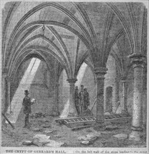 Crypt under Gerard's Hall on the south side of Basing Lane, City of London, 1849. Artist: IS Heaviside