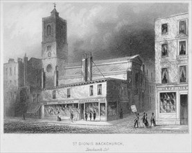 View of St Dionis Backchurch from Fenchurch Street, City of London, 1847. Artist: Albert Henry Payne