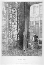 Cripplegate Postern, in the churchyard of St Giles without Cripplegate, London Wall, London, 1851.. Artist: John Wykeham Archer