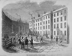 View of Fleet Prison and the tennis ground, City of London, 1845. Artist: Anon