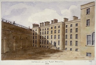 Inner courtyard of Fleet Prison, City of London, 1805. Artist: Valentine Davis