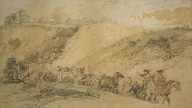 Army Waggons in a Ravine', c1837-1897. Artist: Sir John Gilbert