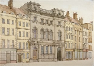 Buildings on the south side of Fleet Street, looking towards Temple Bar, City of London, 1850. Artist: Anon