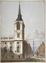 Church of St Benet Gracechurch and Gracechurch Street, City of London, 1811. Artist: George Shepherd