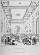 Interior of Grocers' Hall during a banquet, City of London, 1830. Artist: T Kearnan