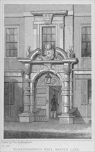 The old door of Haberdashers' Hall, City of London, 1830. Artist: W Watkins