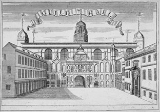 Front view of the Guildhall, looking north across Guildhall Yard, City of London, 1700. Artist: Anon