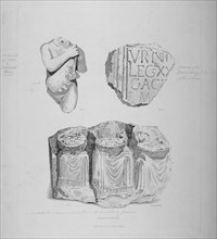 Remains of two Roman statues and an inscription on stone, 1850. Artist: John Wykeham Archer