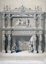 Fireplace in Ironmongers' Hall, Fenchurch Street, City of London, 1855. Artist: Day & Son