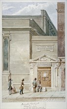 Partial view of St Katherine Cree and the Aldgate watch house, City of London, 1830. Artist: James Findlay