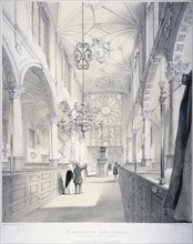 Interior view of the east end of the Church of St Katherine Cree, City of London, 1840. Artist: Day & Haghe
