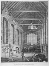 Workmen dismantling Holy Trinity Chapel, Leadenhall Street, City of London, 1825. Artist: Thomas Dale