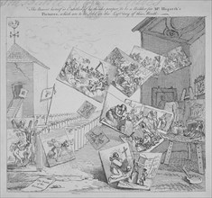'The battle of the pictures; a bidder's ticket for Hogarth's auction of 19 paintings', 1744. Artist: William Hogarth