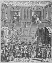 Drawing of the state lottery in the Guildhall, City of London, 1739. Artist: Anon