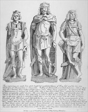 Mutilated figures of the mythical King Lud and his two sons Androgeus and Theomantius, 1795. Artist: John Thomas Smith
