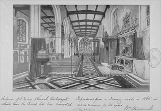 Interior of the Church of St Helen, Bishopsgate, City of London, 1870. Artist: William Strudwick