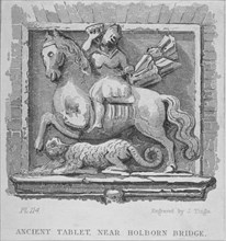 'Ancient tablet, near Holborn Bridge', London, c1830-1860. Artist: James Tingle