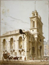 North-west view of the Church of St Mary Woolnoth, City of London, 1812. Artist: George Shepherd