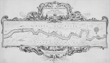 Map of the River Thames from Tilbury to Westminster, passing through Kent and Essex, 1740. Artist: Anon