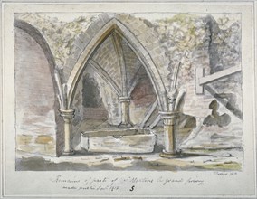 Remains of the Church of St Martin's le Grand, City of London, 1815. Artist: Thomas Prattent