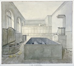 Interior view of the chapel in Newgate Prison, Old Bailey, City of London, 1840. Artist: Frederick Nash