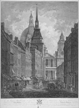Ludgate Hill, Church of St Martin within Ludgate and St Paul's Cathedral, City of London, 1795. Artist: Thomas Malton II