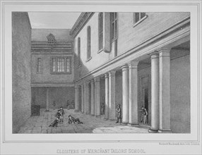 View of the cloisters of the Merchant Taylors' School, City of London, 1860. Artist: Maclure, Macdonald, Macgregor