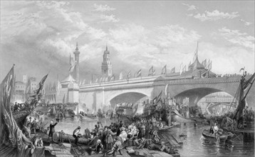 The opening of London Bridge by King William IV and Queen Adelaide, 1831. Artist: Anon