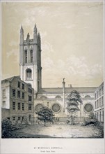 South-east view of the Church of St Michael, Cornhill, City of London, 1840. Artist: EJ Dickinson