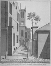West prospect of the Church of St Olave Jewry from Ironmonger Lane, City of London, 1750. Artist: Benjamin Cole