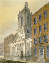 North-east view of the Church of St Peter-le-Poer and Old Broad Street, City of London, 1815. Artist: William Pearson