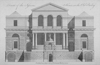 Front view of the Sessions House, Old Bailey, City of London, 1772. Artist: Anon