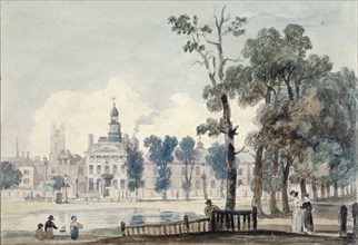 Exterior view of Old Bethlehem Hospital, Moorfields, City of London, 1811. Artist: George Arnald