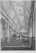 Interior of the Church of St Peter upon Cornhill looking east, City of London, 1825. Artist: Thomas Dale