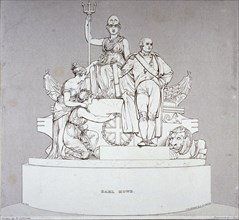 Monument to Earl Howe, sculpted by J Flaxman, St Paul's Cathedral, City of London, 1818. Artist: Charles Heath