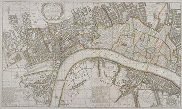 Map of Westminster, the City of London, Southwark and surrounding areas, 1739. Artist: Sutton Nicholls