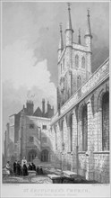 View of St Sepulchre Church from Skinner Street, City of London, 1837. Artist: John Le Keux