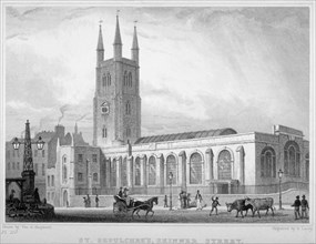 View of St Sepulchre Church, Skinner Street, City of London, 1830. Artist: S Lacey