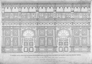Elizabethan oak screen, Middle Temple Hall, City of London, 1828. Artist: John Turner