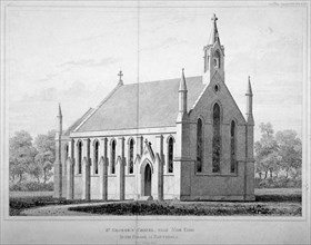 View of St George's Chapel, Battersea, London, 1828. Artist: Anon