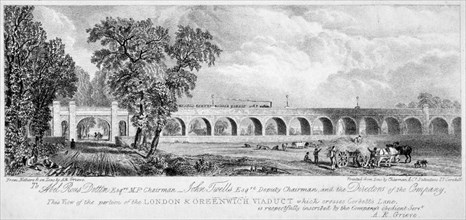 London and Greenwich Viaduct, Bermondsey, London, 1835. Artist: Chapman & Co